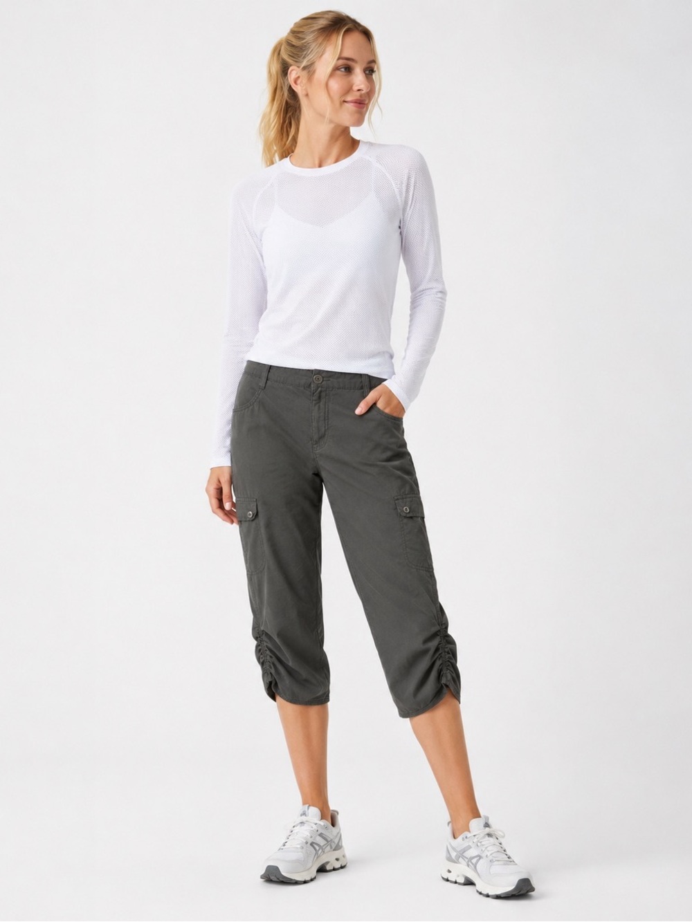 Woolrich Women's Trek Hiking Cargo Capri Cotton Outdoor Active Pants, Size 10